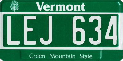 VT license plate LEJ634