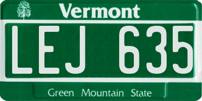 VT license plate LEJ635