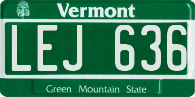 VT license plate LEJ636