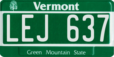 VT license plate LEJ637
