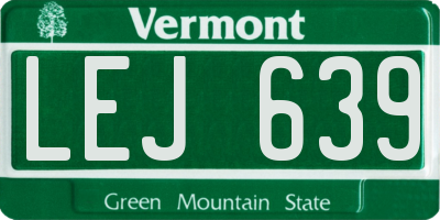 VT license plate LEJ639