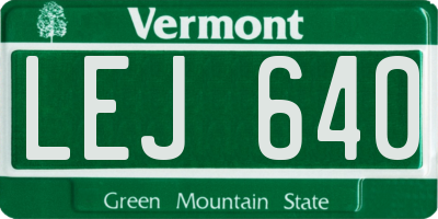 VT license plate LEJ640