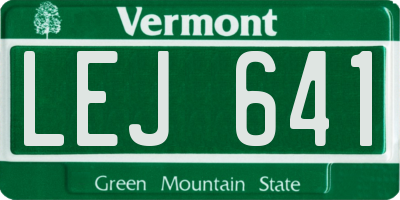 VT license plate LEJ641