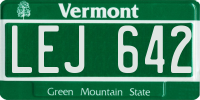 VT license plate LEJ642