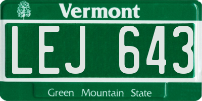 VT license plate LEJ643