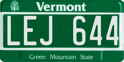 VT license plate LEJ644