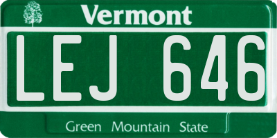 VT license plate LEJ646