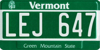 VT license plate LEJ647