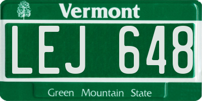VT license plate LEJ648