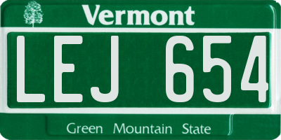 VT license plate LEJ654