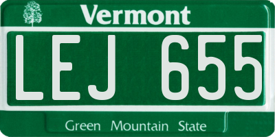 VT license plate LEJ655