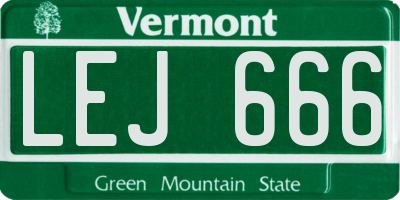 VT license plate LEJ666
