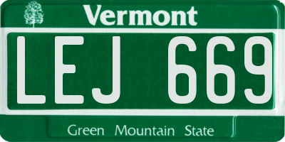 VT license plate LEJ669