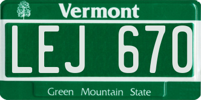 VT license plate LEJ670
