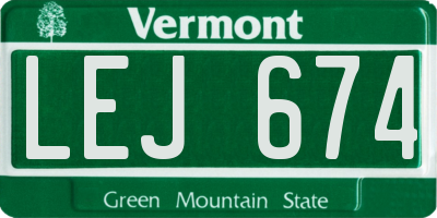 VT license plate LEJ674