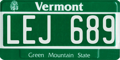 VT license plate LEJ689