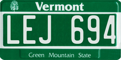 VT license plate LEJ694