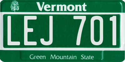 VT license plate LEJ701