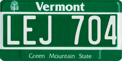 VT license plate LEJ704