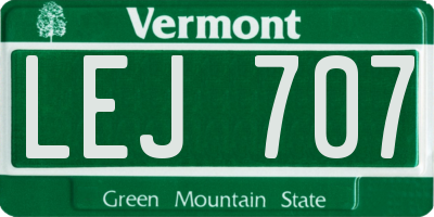 VT license plate LEJ707