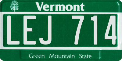 VT license plate LEJ714