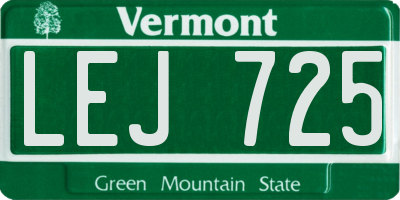 VT license plate LEJ725