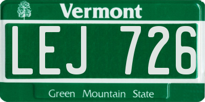 VT license plate LEJ726