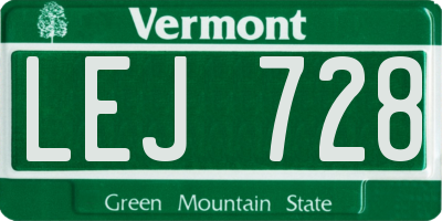 VT license plate LEJ728