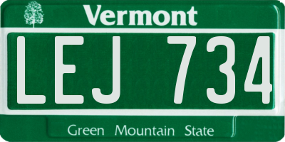 VT license plate LEJ734