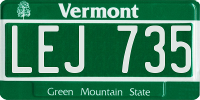 VT license plate LEJ735
