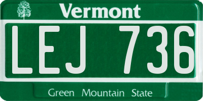 VT license plate LEJ736