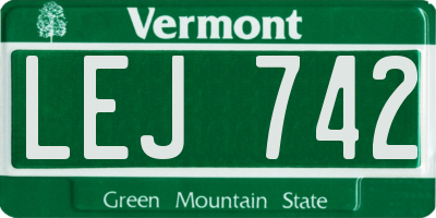 VT license plate LEJ742