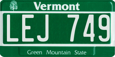 VT license plate LEJ749