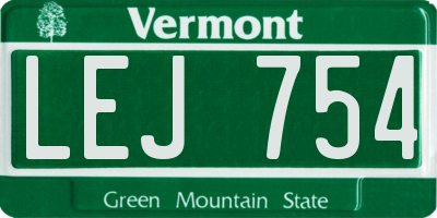 VT license plate LEJ754