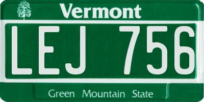 VT license plate LEJ756
