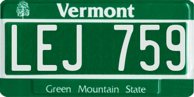 VT license plate LEJ759