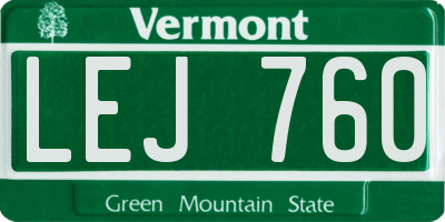 VT license plate LEJ760