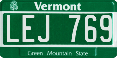 VT license plate LEJ769