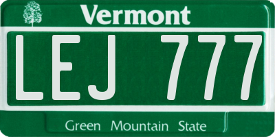 VT license plate LEJ777
