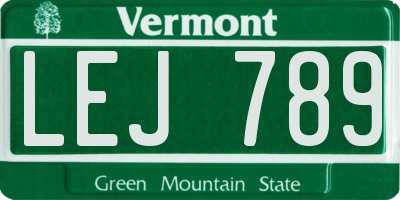 VT license plate LEJ789