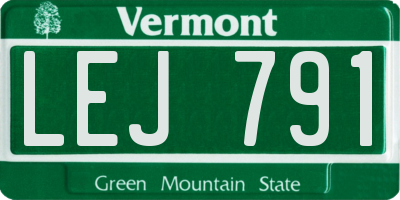 VT license plate LEJ791
