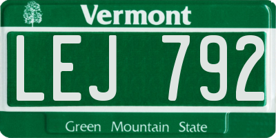 VT license plate LEJ792