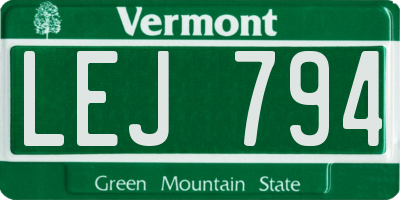 VT license plate LEJ794