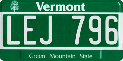 VT license plate LEJ796