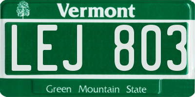 VT license plate LEJ803