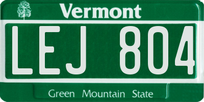 VT license plate LEJ804