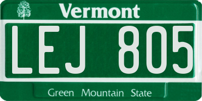 VT license plate LEJ805