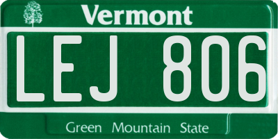 VT license plate LEJ806