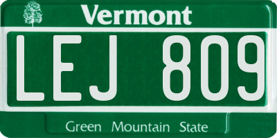 VT license plate LEJ809