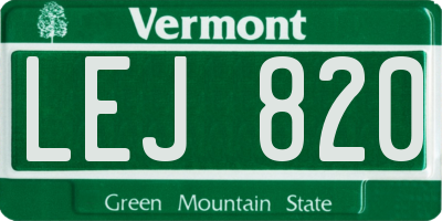 VT license plate LEJ820